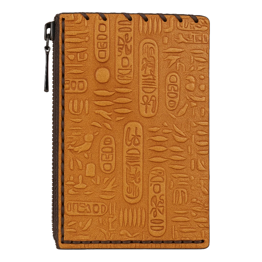 باست جاليري محفظة جلد يدوي نسائية بنقوش هيروغليفية