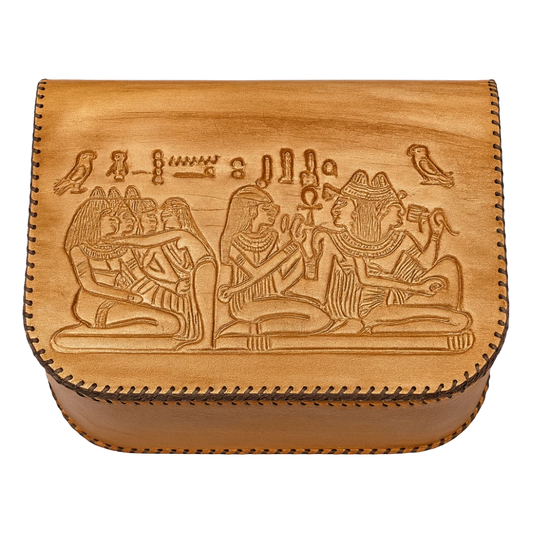 باست جاليري حقيبة نسائية جلد جملي محفورة بنقوش فرعونية