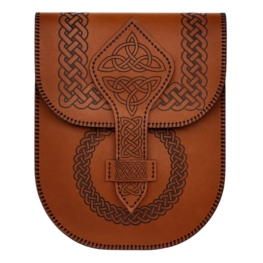 باست جاليري حقيبة جلد جملي يدوي بنقش العقدة السلتية