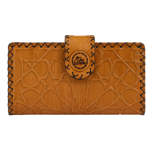 باست جاليري محفظة نسائية جلد جملي منقوشة بزخارف عربية هندسية