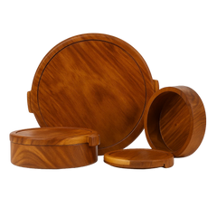 حجازه طقم علب طعام خشبية مصنوعة يدويًا – بتشطيب طبيعي من خشب الجوز