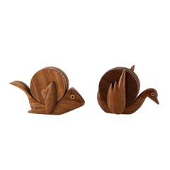 حجازه طقم قواعد أكواب خشبية يدوية بتصميم حيوانات