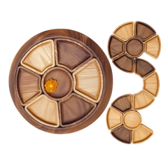 حجازه صينية تقديم خشبية متعددة الأقسام مصنوعة يدويًا – تصميم قابل للفصل