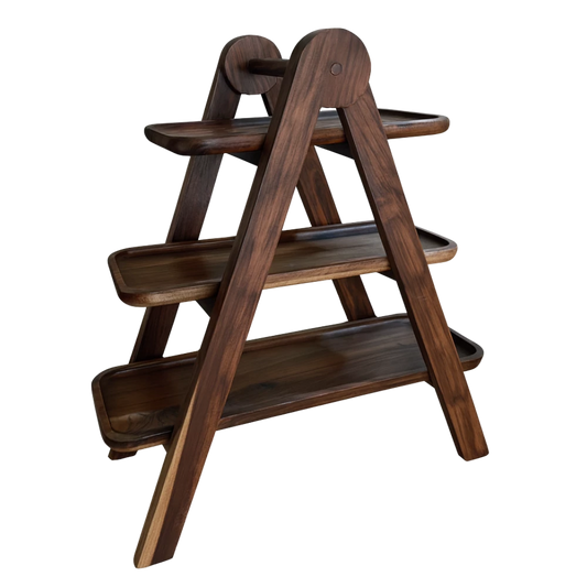 حجازه ستاند تقديم خشبي ثلاثي المستويات مصنوع يدويًا