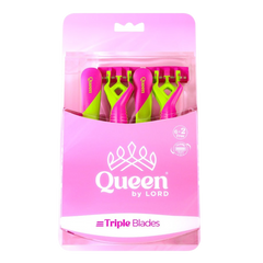كوين باي لورد ماكينات حلاقة ثلاثية الشفرات للنساء، 6+2 مجانًا - العبوة الفاخرة (وردي)