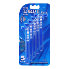 لورد مجموعة 5 ماكينات حلاقة ثنائية الشفرات ويف بلس - أزرق/شفاف